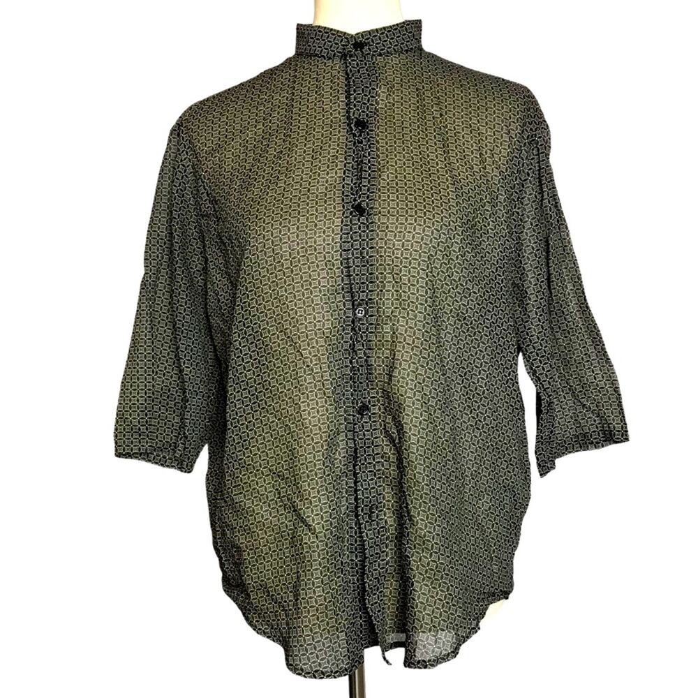 Assembly Label New York Cotton Semi-Sheer Button Front Casual Button Up Shirt S
